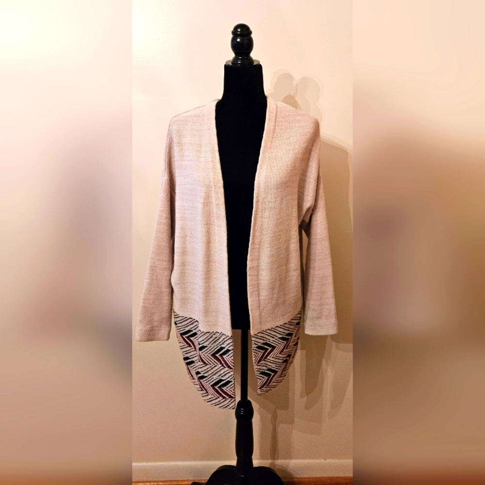 Jacquard Cardi-Coat, Duster Sweater size M Old Navy